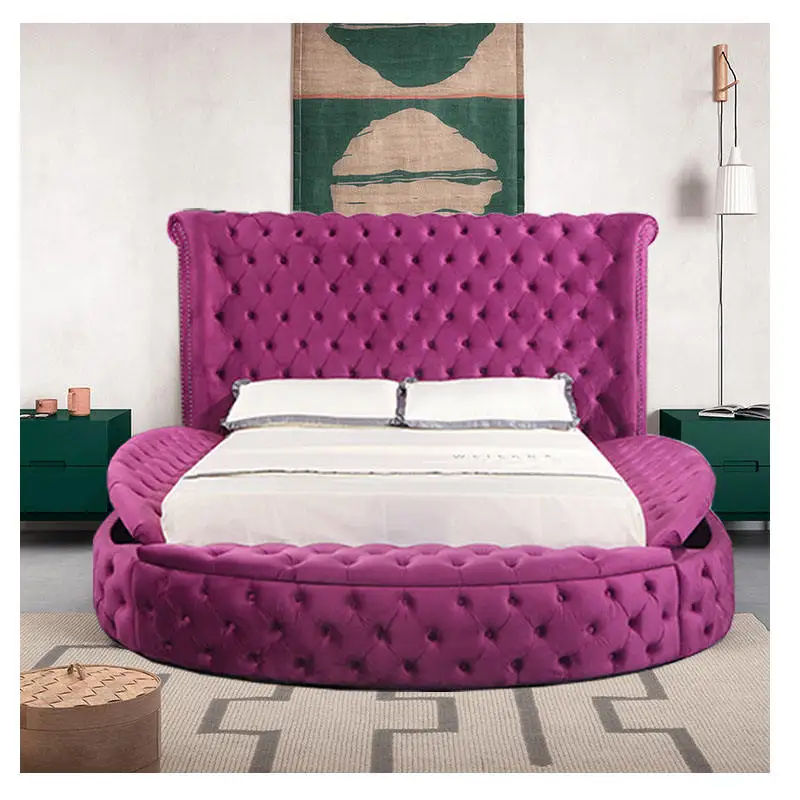double size frame ultra king round antique platform tufted luxury design modern up-holstered  beds