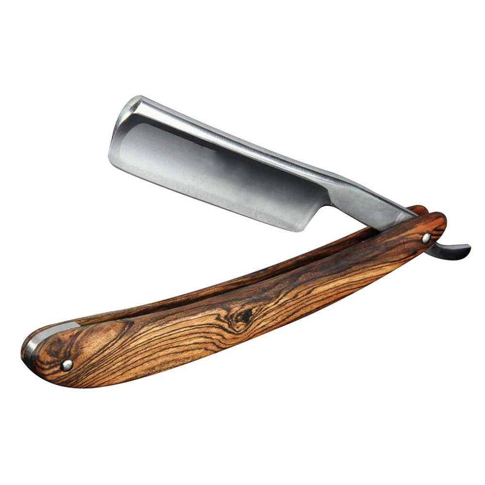 Professional Premium Wooden Handle Straight Edge Barber Shaving Razor for Training Shaving Knife Cut Razor for Men