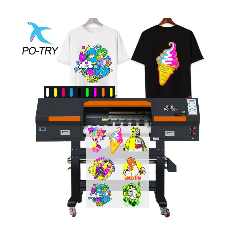 po-try 60cm 600mm Roll to Roll  dtf heat transfer 3 heads fluorescent 60cm digit printer