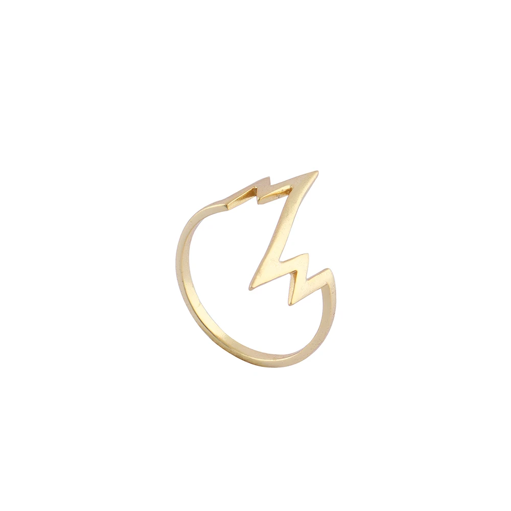 Gold Plated Thunder Bolt Brass Metal Designer Rings Jewellery
