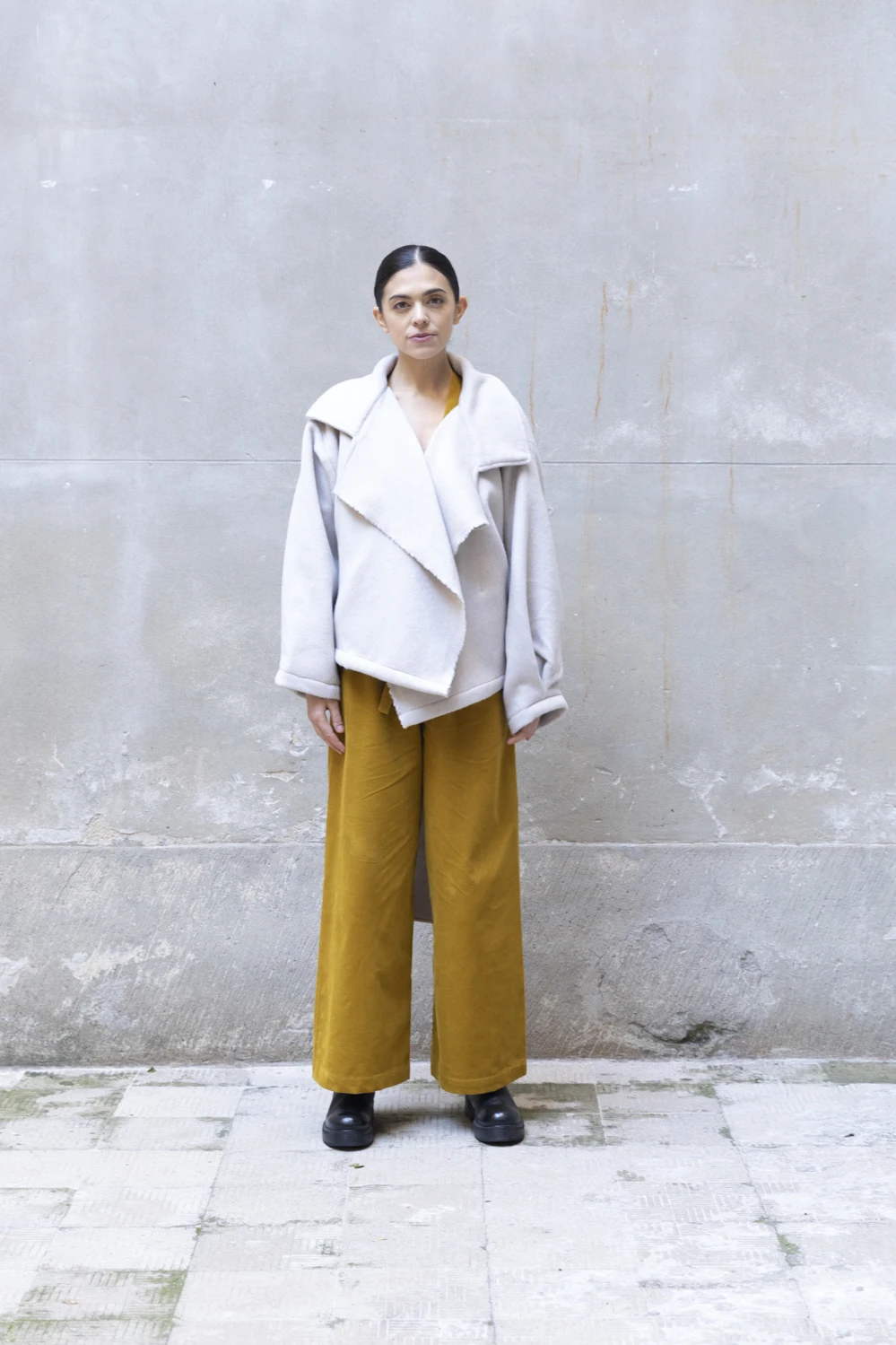 MADE IN ITALY Short white Recycled Wool Trench Coat WOMAN