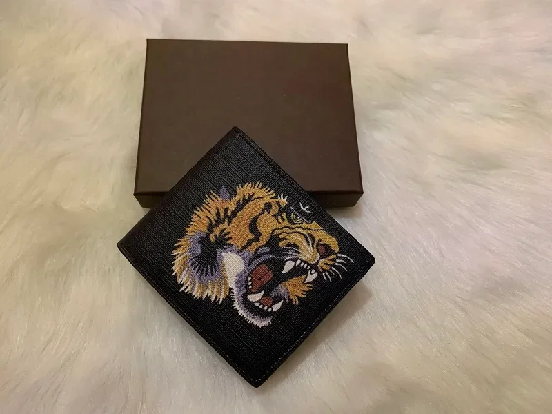 Mens Designers Animal Short Wallet Leather Black Snake Tiger Bee Luxury Purse Card Holders Wallets Women short wallets