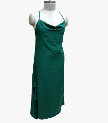 Spaghetti strap Long dress cowl neck partywear open back floor length dress customized Designer dress