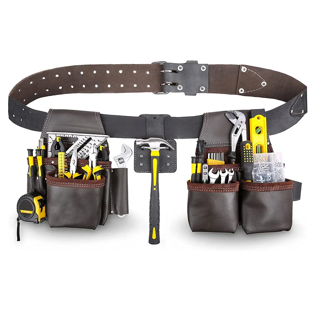 100% High Quality Custom Sizes Heavy Duty Leather Tool Kit Belt Made in Pakistan for Gardening & Electrician Tool Bag