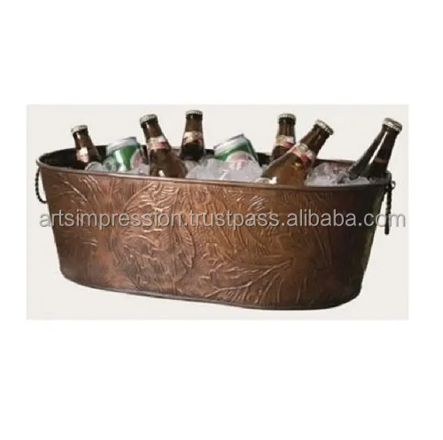High on demand & magnificent with stand Stainless Steel Dimpled Oval Beverage Tub Metal Ice and Drink Bucket Drink Chiller for
