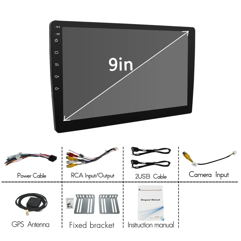 2+32G with carplay android auto car radio navigation video 7/9/10 inch 2din gps player USB BT WIFI Mirror Link Android 14