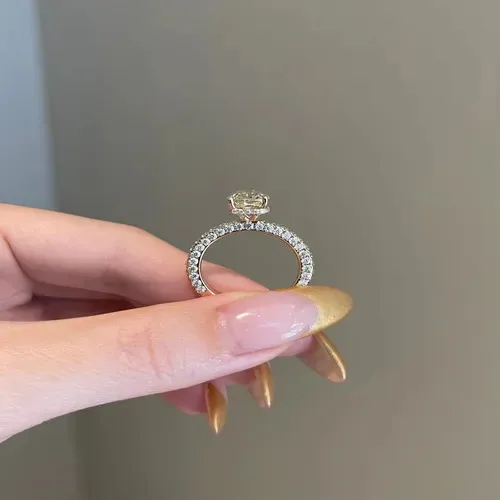 925 Серебряное кольцо из стерлингового серебра 3 карат желтое сияющее огранку Муассанит серебряное предложение для женщин