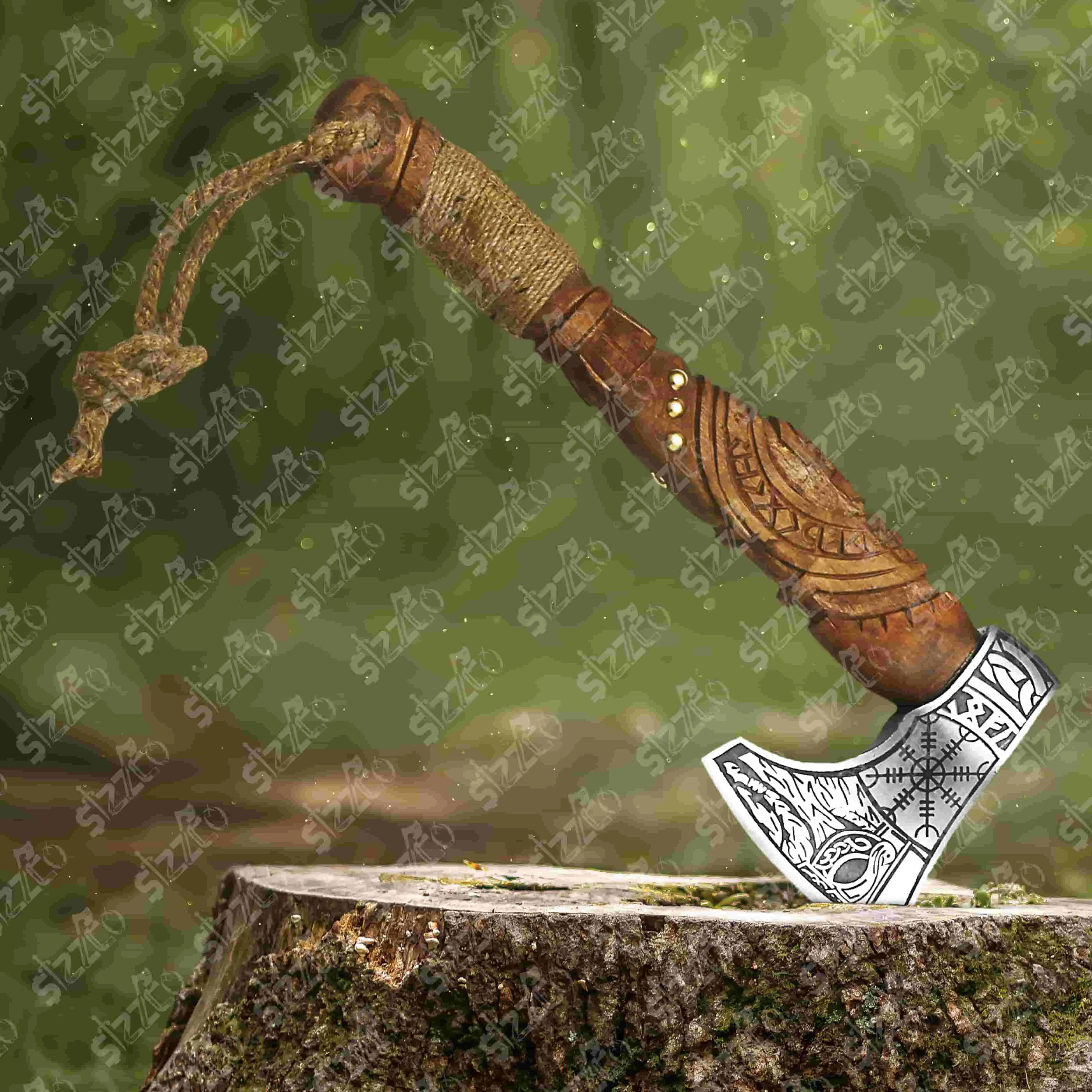 Custom Gift Forged Carbon Steel Viking Style Axe Bearded Axe Rose Wood Tomahawk Real Hatchet, Best Gift Premium Leather Sheath