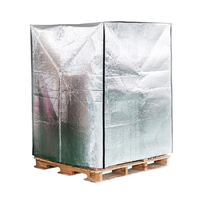 Chinese supplier pe heat stretch pallet cover aluminum foil thermal hood portable insulation pallet wrap racks covers