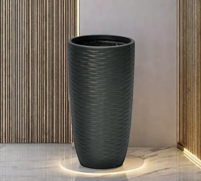 Modern Striped Square Flower Pot PC1247-17121 Fiberglass Floor-Standing Vase Shopping Mall Hotel Display Soft Decoration Office