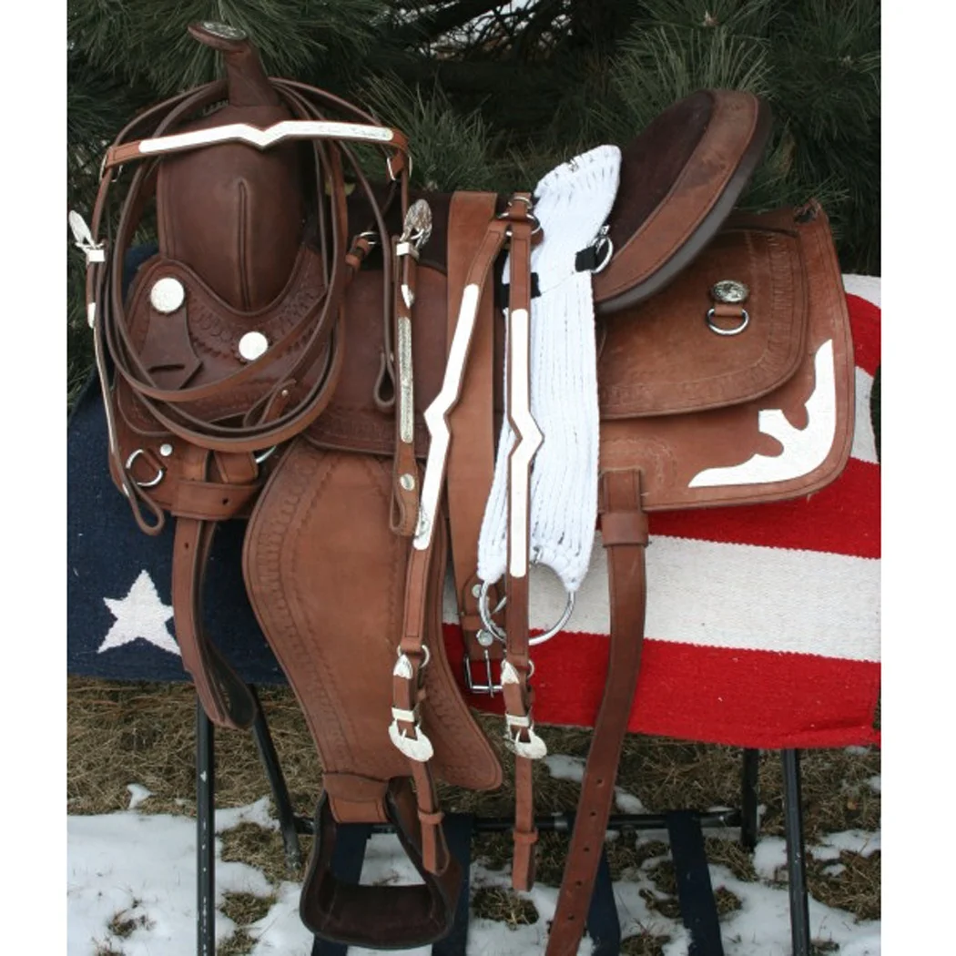 High Quality Western Style Work Saddle with Matching Headstall and Breastplate for Horse Riding Classic English Type