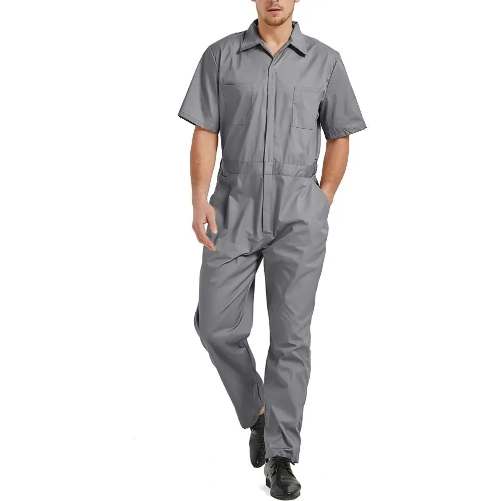 Customized High Quality Half Sleeve Safety Coverall In Grey Color Fire Resistant Coverall