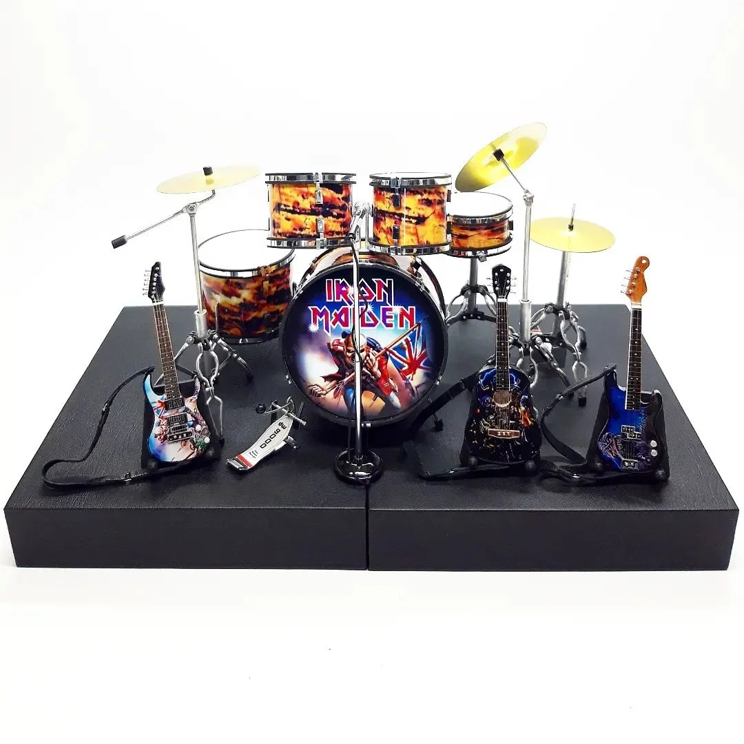Miniature Guitar And Drum Famous Band In The World Design | Free Exclusive Box Use Stage For Action Figure
