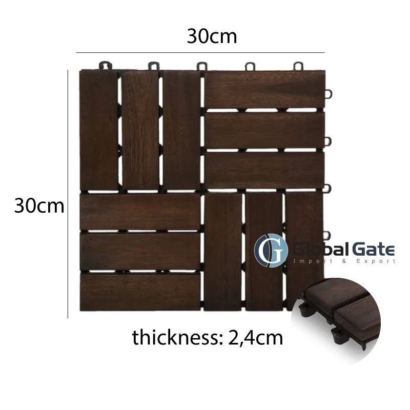 Trending color range wood deck tiles interlocking Acacia solid wood for outdoor/indoor flooring usage in sauna floor Vietwood