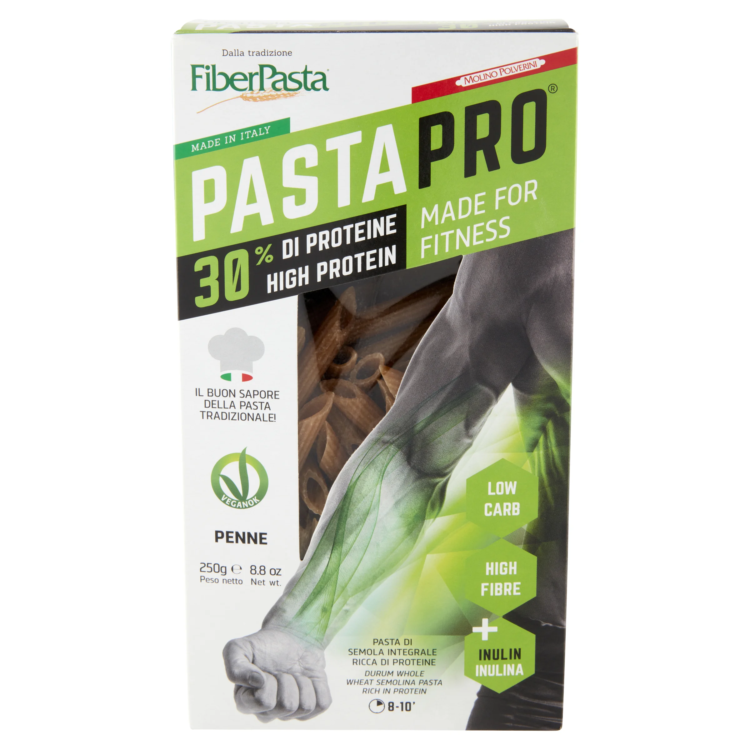 WHOLE WHEAT PASTA PENNE 250g WITH PLANT BASED PROTEIN - PEA AND WHEAT PROTEIN - PREMIUM ITALIAN PASTA WITH BENEFITS
