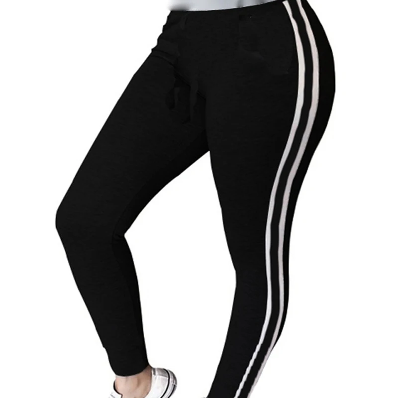 Wholesale Fashion Elastic Ankle Length Tights Outdoor Sports High Waist Striped Leggings For Women