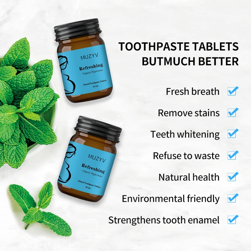 QEN  Nano Hydroxyapatite Herbal Solid Toothpaste Fluoride Free Mouthwash Tablets Toothpaste Pills for Sensitive Teeth