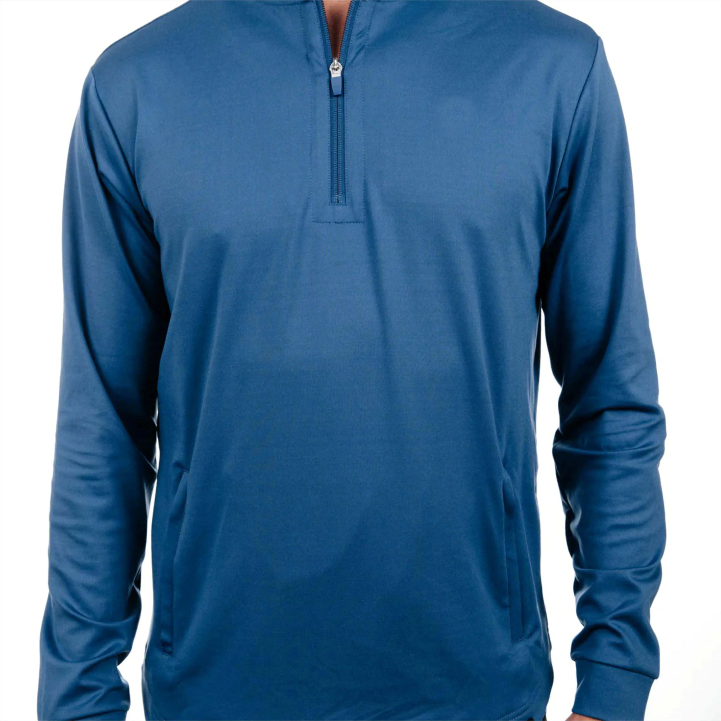 Wholesale Custom Logo Men Active Quick Dry Fitness 1/4 Zipper T Shirts Athletic Workout Outdoor Fishing Long Sleeves T-shirt