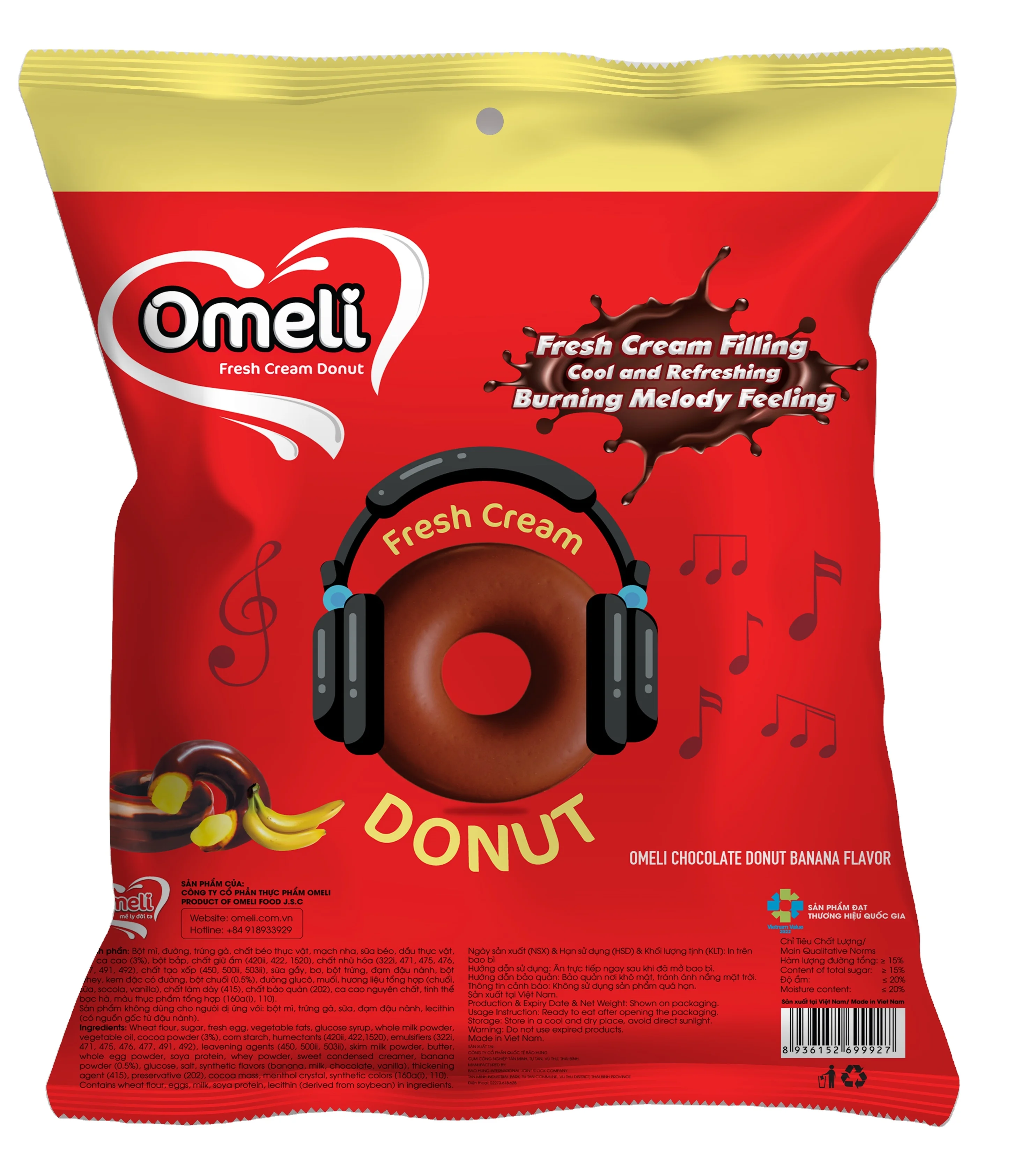 Premium Quality Top Product Brand Omeli donut - 150g - Fresh cream banana flavour -  in Paper Box/ Chocopie ISO HALAL