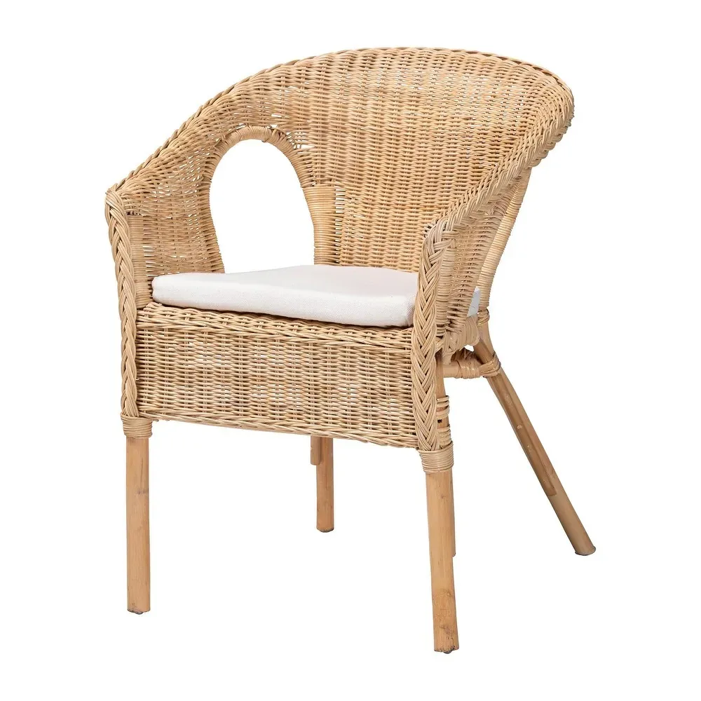 Classic Wicker Rattan Armchair Comfortable Stylish Accent Seating for Living Room and Patio