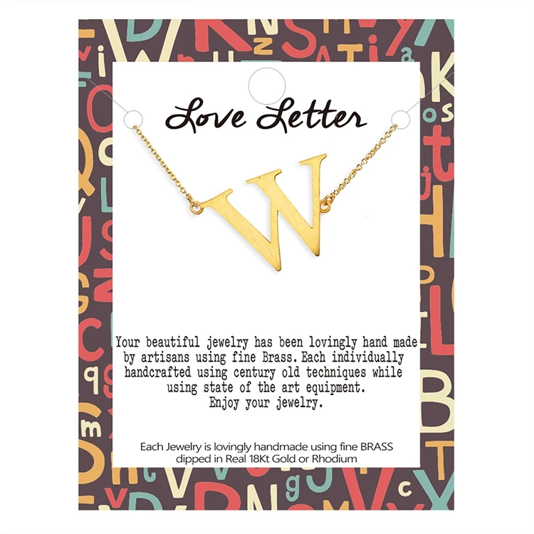 Gold Plated Initial Necklace Script Name Monogram Pendant Necklace Large Big Letters Pendant Necklace For Women