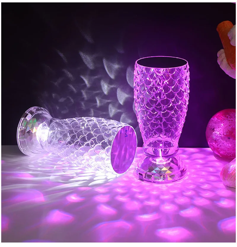Bar Restaurant Hollow Fish Scale Decorative Lighting Remote Control Led Lamps for Dining Table Bedside Crystal Touch Light