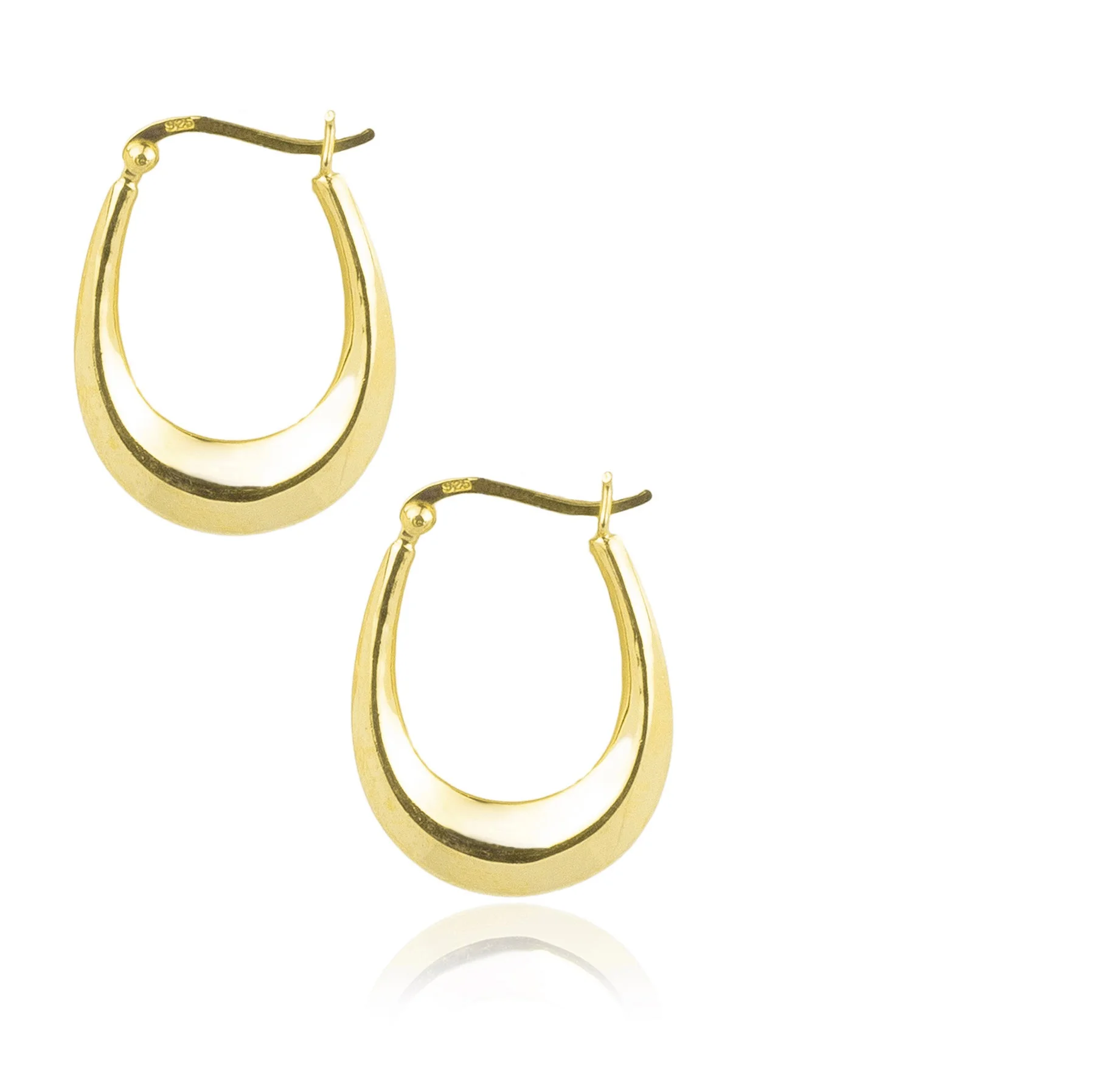 Gold Oval Hoop Earrings in Sterling Silver Huggie Earrings Oval U Shaped Huggie Hoop Earrings  for Women  Fine Jewellery