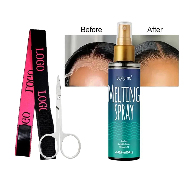 Luxfume 120ml Private Label Invisible Finish Waterproof Strong Hold Peach Scent Lace Glue Melting Spray