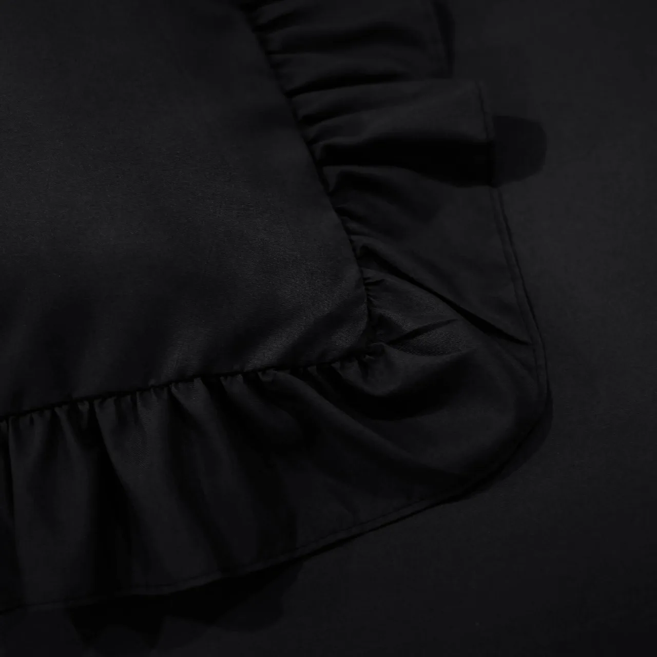 New Design Affordable wholesale Ruffled style Black Duvet set Microfiber duvet cover custom OEM ODM solid color