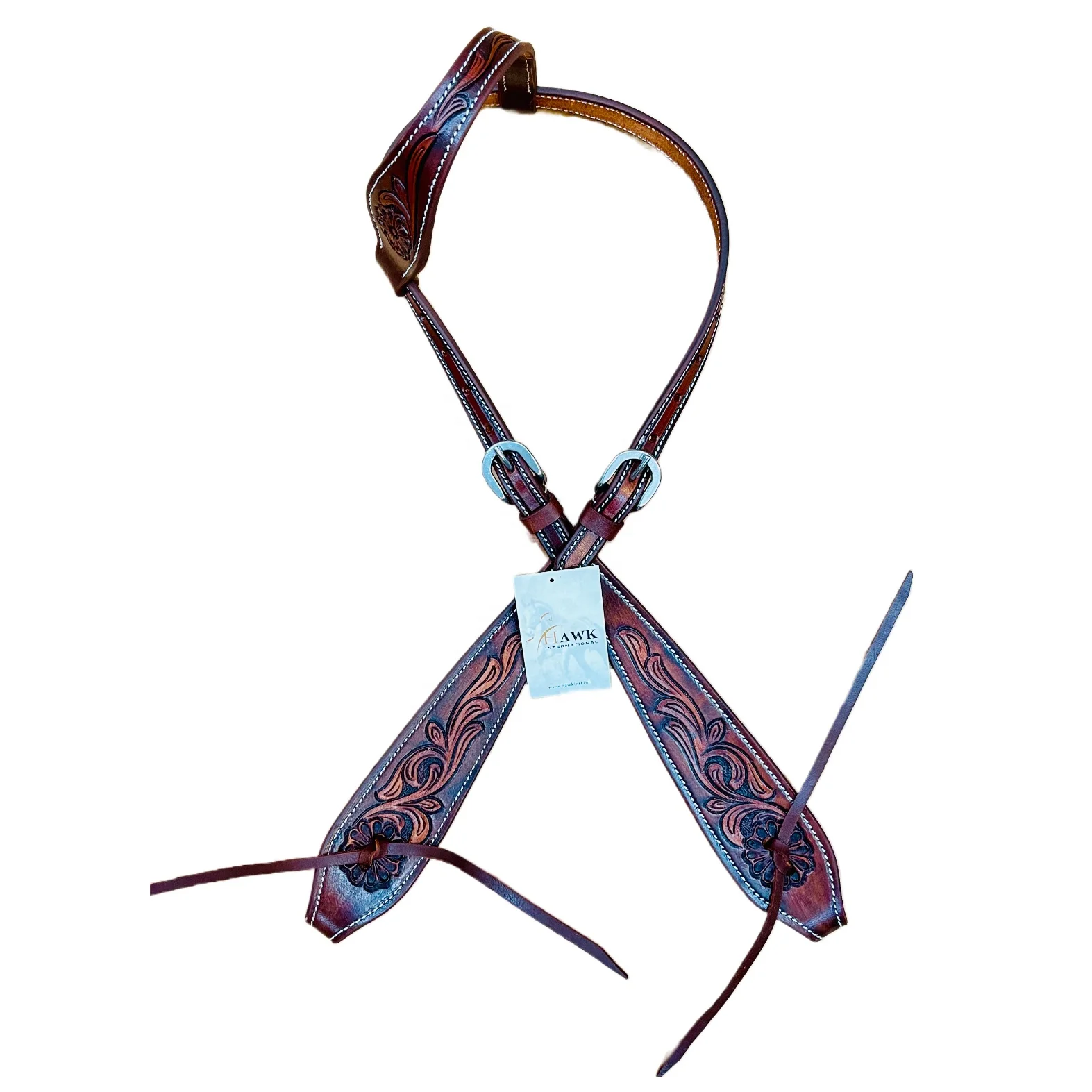 Premium Quality Leather Western Horse One Ear With Hand Carving Customised Design Headstall For Horse Riding At Affordable Price