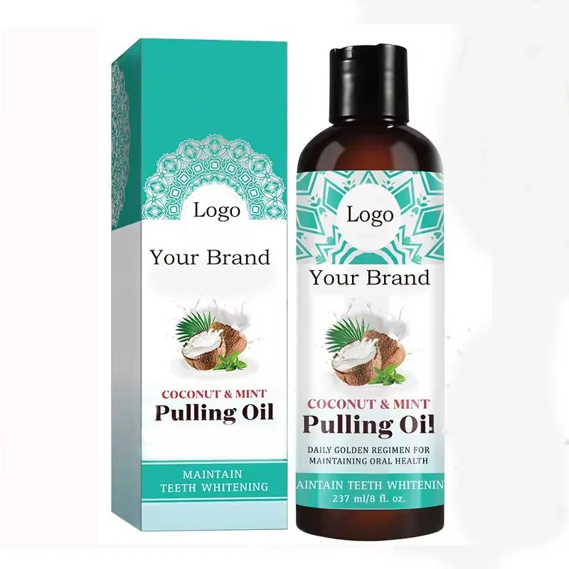 Coconut and Mint Oil Oral Mouth Care Alcohol Free Mouthwash Customizable Packaging Oil Pulling for Healthy Teeth & Fresh Breath
