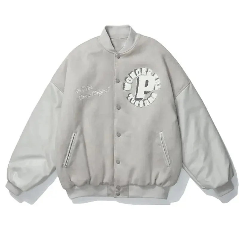 Vintage Varsity Jackets For Men Punk Gothic Coats Embroidery 2023 Hip Hop Harajuku Baseball Jacket Loose Flocking Leather Coats