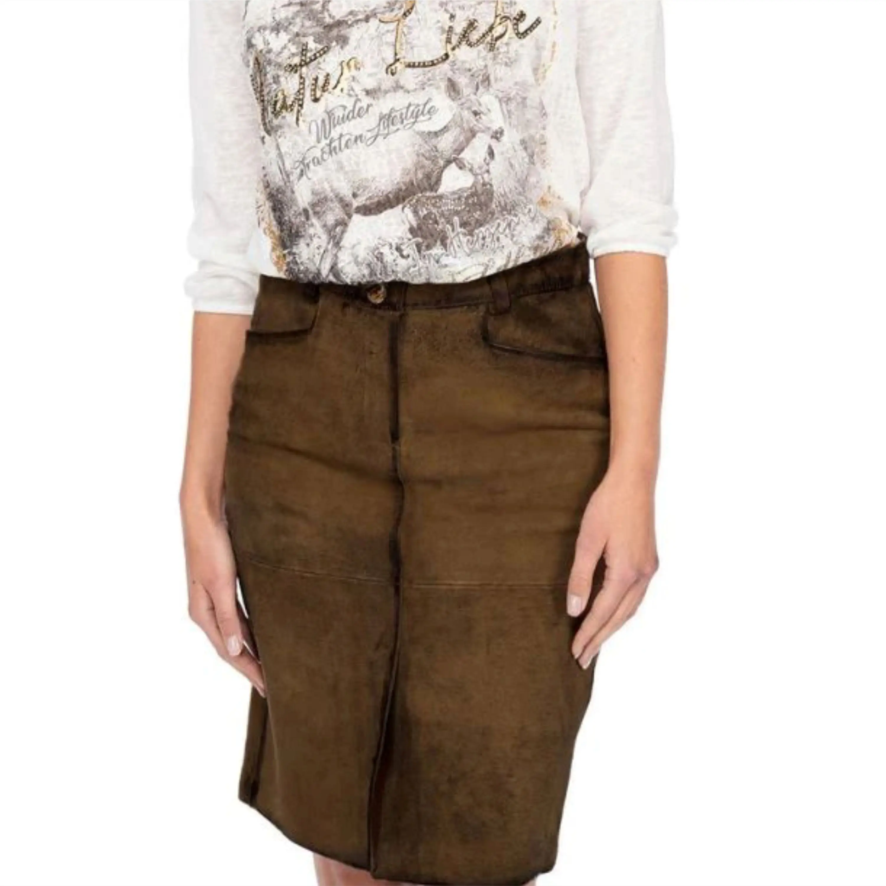 Traditional Bavarian Leather Skirt for Women  Customizable Oktoberfest Skirt with Embroidery for German Festivals and Events