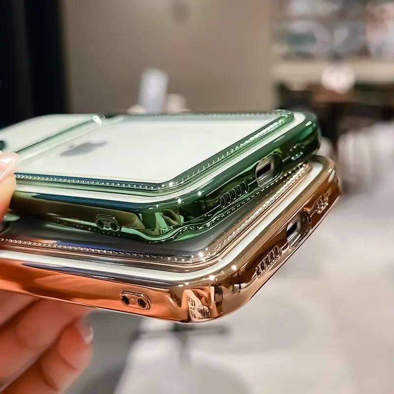 Electroplated Transparent Card Holder Phone Case For iPhone 13 11 12 14 Pro Max 14 Plus Photo Pocket Shockproof TPU Cover