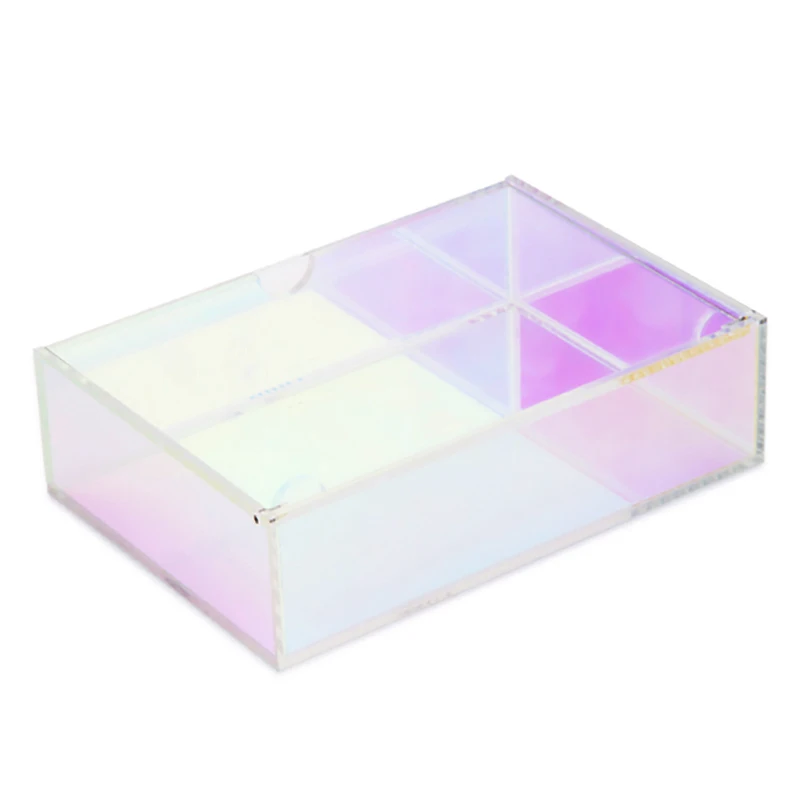 Clear Square Cube Small Acrylic Gift Box Acrylic Iridescent Rainbow Storage Acrylic Organizer Box