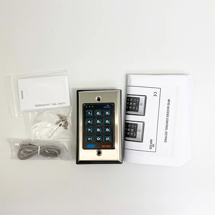 DK-2822A Metal Plate Wiegand Access Controller Keypad with EM Card Reader & Alarm Output LED Backlit US Gang Box Surface Mount
