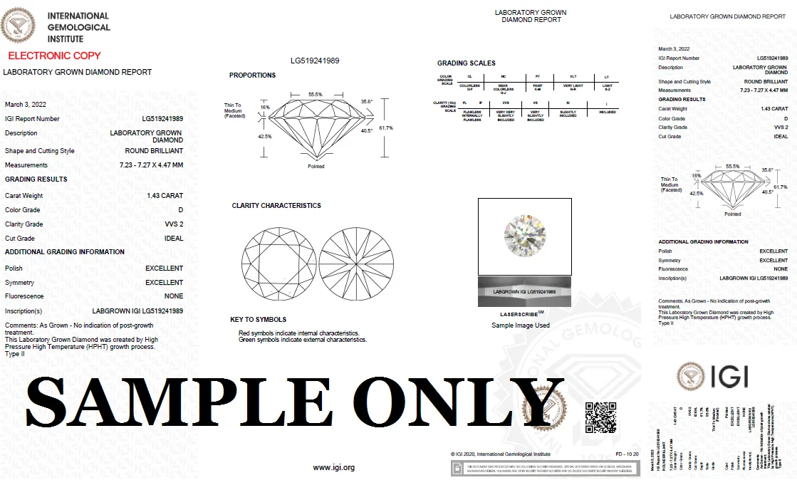 Eco Friendly Round Brilliant Cut Diamond Color D Clarity VVS1 IGI Certificate Diamond CVD HPHT Synthetic Loose  Diamond