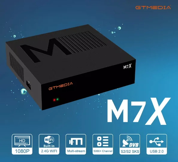 Новинка 2022 GTMEDIA M7X поддержка SKS DVBS2 VCM/ACM/многопотоковый HEVC Main 8 профильная кабина Twin