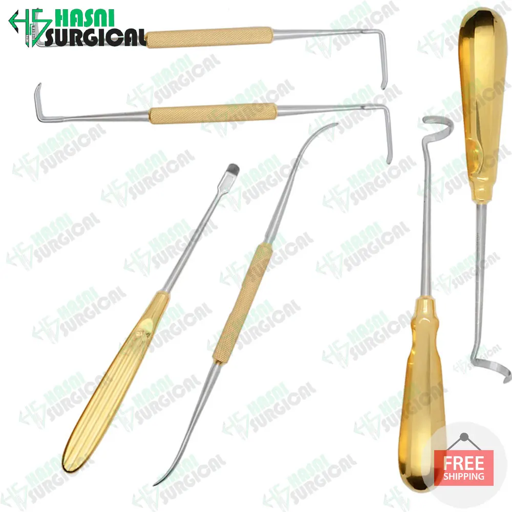 New latest Design 2024 Rhinoplasty Surgical Costal Cartilage Instruments Set / German Grade Stainless Steel Half TC Gold