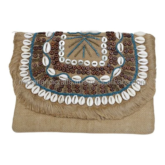 Cowrie Shell Jute Clutch Bag for Weddings Parties and Other Festivities Girls/Women