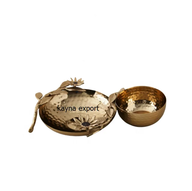 designer brass platted metal fancy bowl fancy gold plated bowl for chips and dips use at competitive discounted price