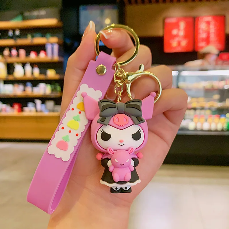 Hecion Accessory Store Cartoon Anime  Purple Kuromi Keychains PVC Doll Key Chain New Trend Keychain