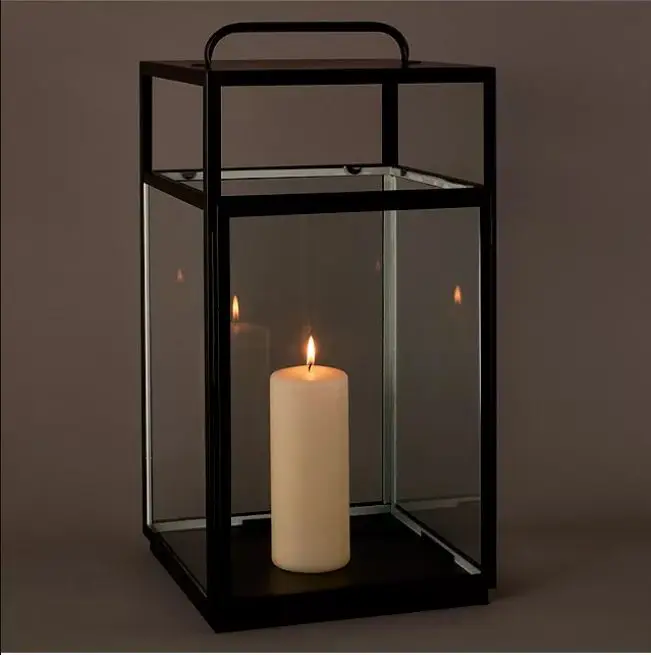 Low Price Black Powder coat Large Iron Best Quality Candle Lantern for Home Decoration Holiday Occasions and party rentals