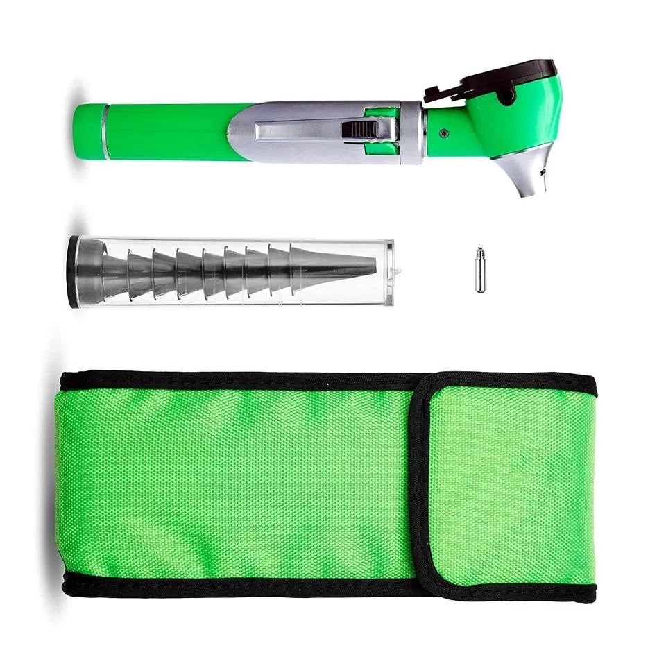 Hot Selling Medical Professional Manufacturer Plastic Stainless Steel Led Otoscope Green Colour CE Certified ISO Approved