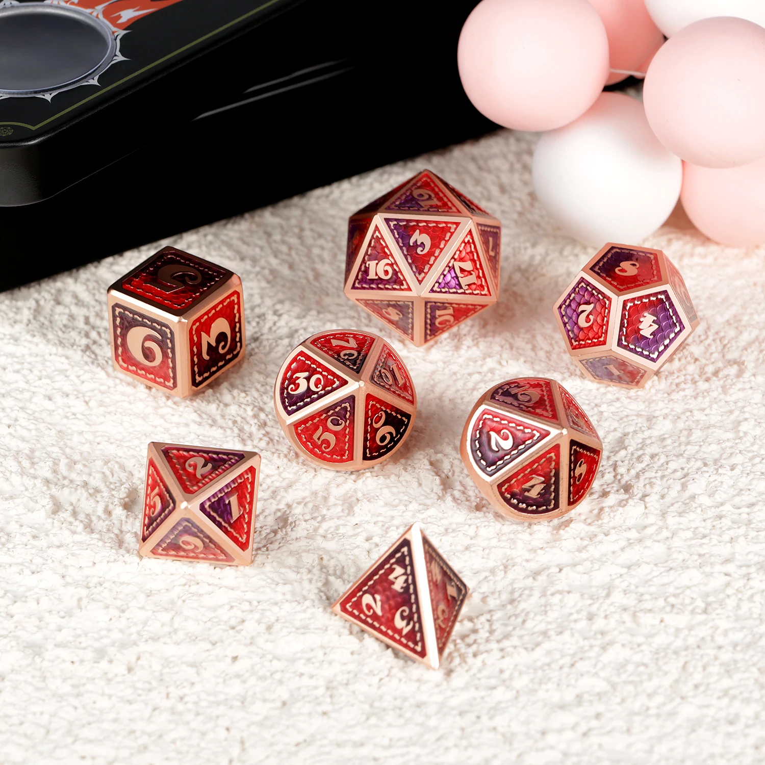 New design Metal Dice Set D4 D6 D8 D10 D12 D20 D100 Custom Metallic Dragon DND Dice Set for Dungeons and Dragons DND Dice Game