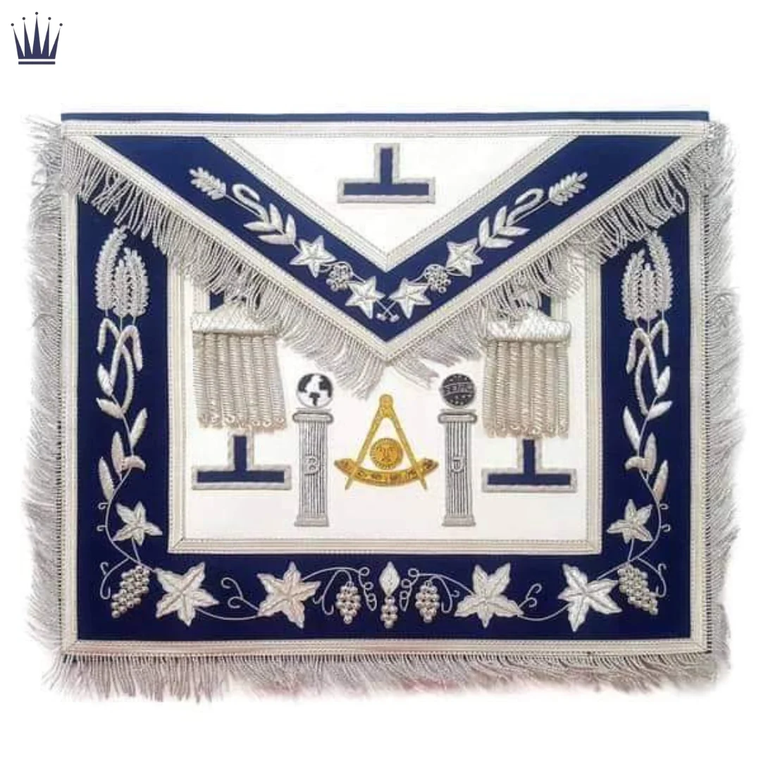 Masonic Past Master Apron Boaz Jachin Pillars Hand Embroidery Apron