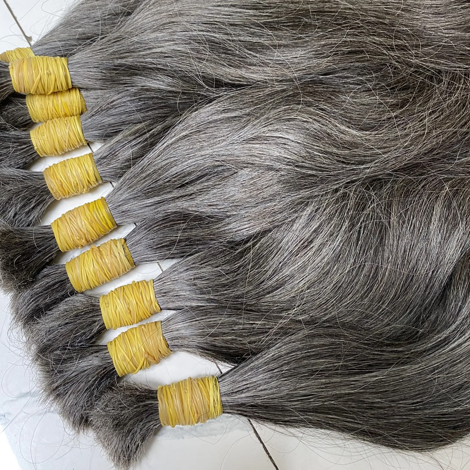 Wholesale Straight Natural Gray Hair In Bulk Vietnamese Human Hair Extensions All Cuticles Aligned