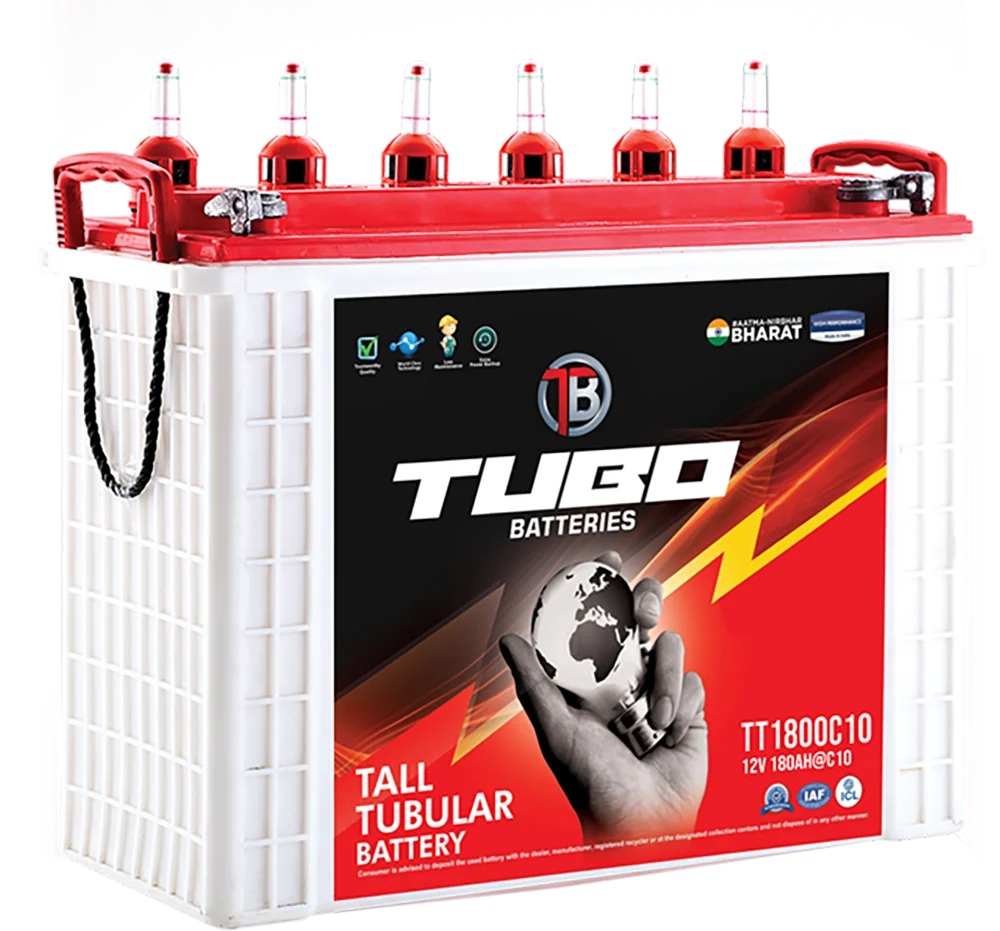 TUBO TT1800 12V 180AH C10 Low Maintenance Battery Solar Application Made In India