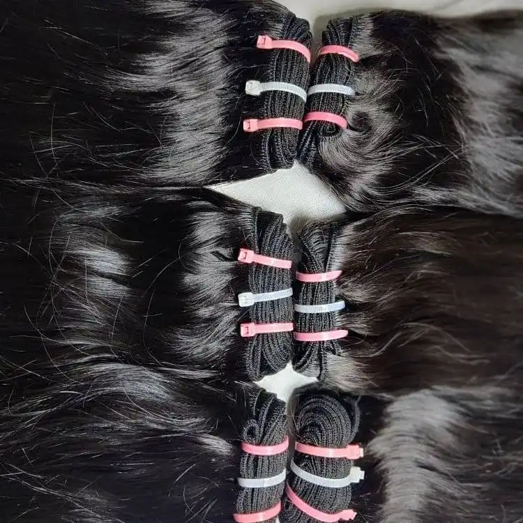 Indian Natural Uncrossed Raw Human Hair Bundles  Indian Machine Double Weft Hair Extensions A1 Grade Brand