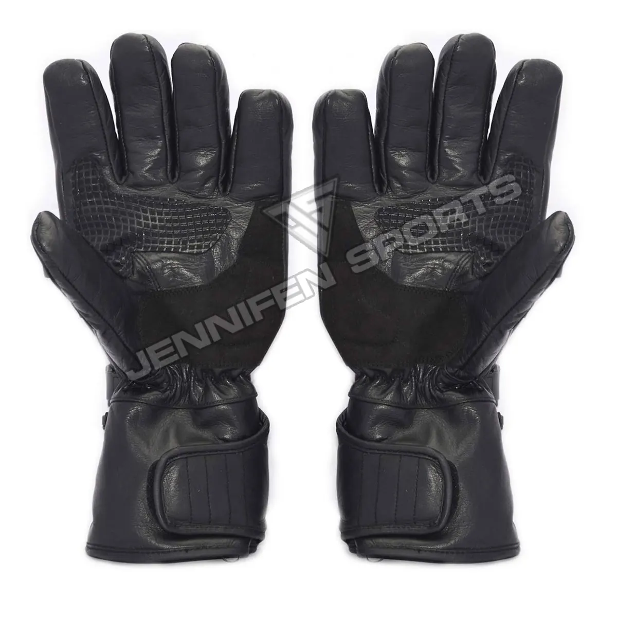Motorbike Leather Gloves Hard Shell Studs On Fingers&Thumbs Genuine Goat Leather/Anti Slip Neoprene Palms Inside Fleece Lining